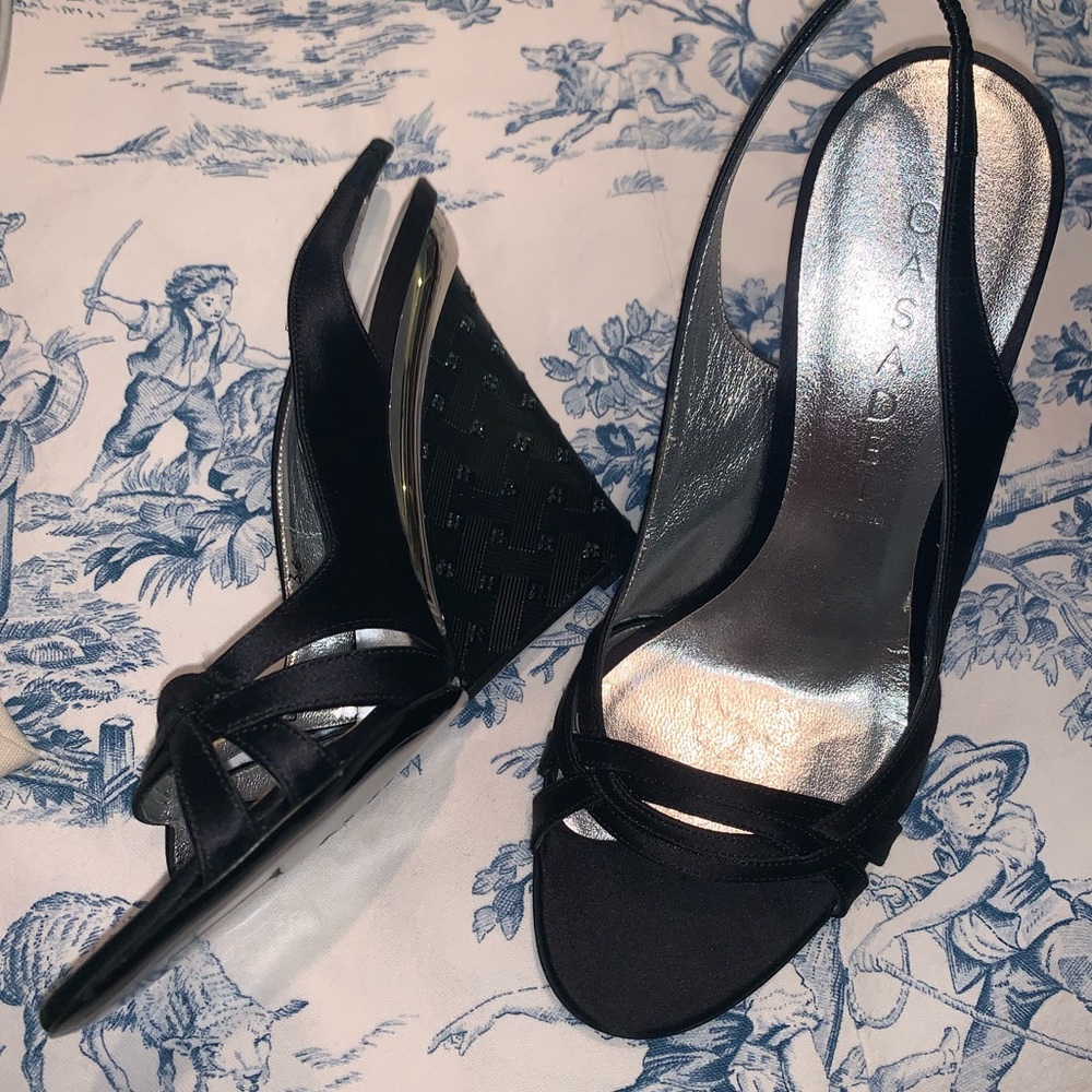 NEW Casadei Embellished Evening Wedge Sandals